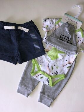 Baby Gear Grey, Navy & Lime Little Explorer Hat & Outfit Set